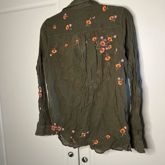 Express Gauze Cotton Embroidered Cottagecore Boyfriend Button Up - Picture 7 of 7